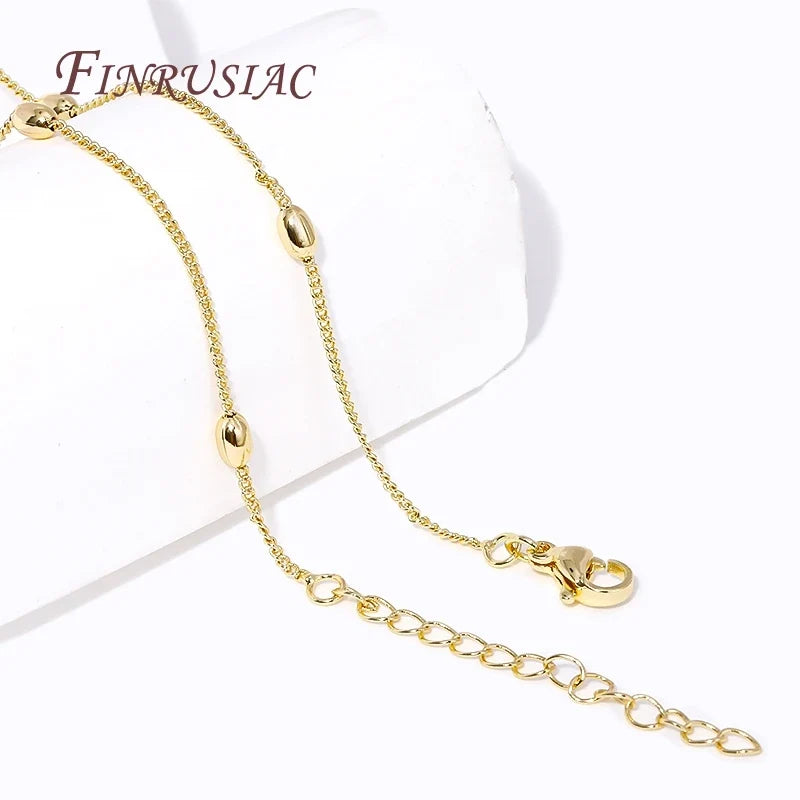 18K Gold Plated Rice Bead Chain Necklace 49CM | DIY Jewelry
