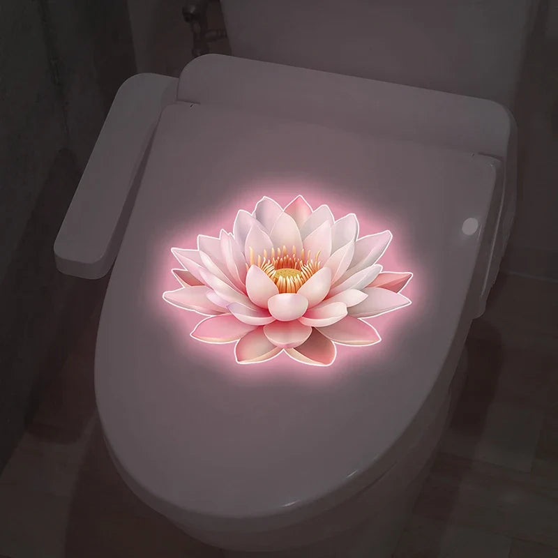 Luminous Lotus Toilet Seat Sticker – Glow-in-Dark PVC Decal