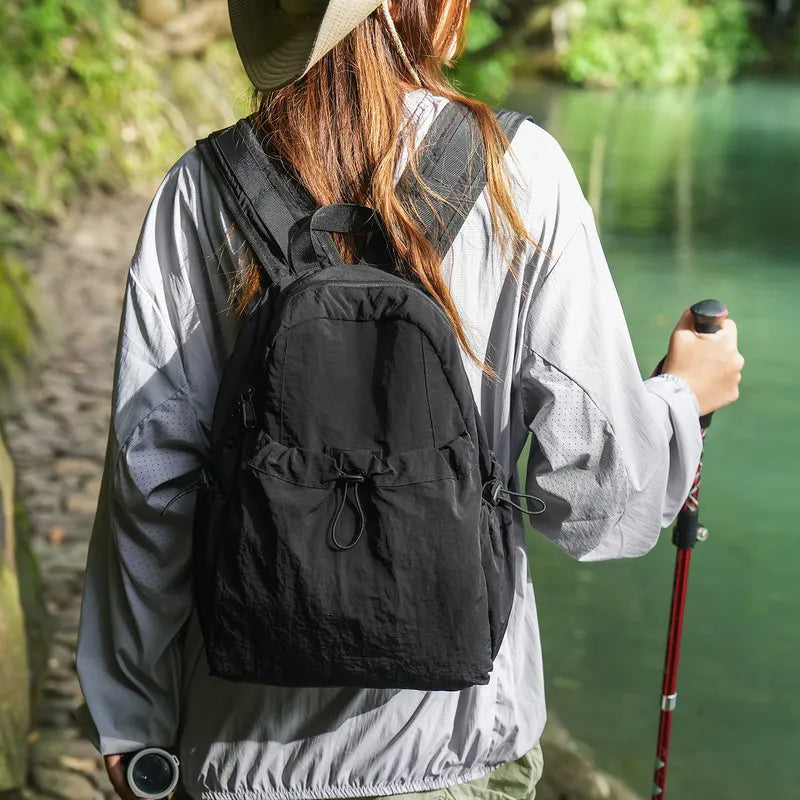 Korean College Lightweight Nylon Drawstring Backpack | Unisex