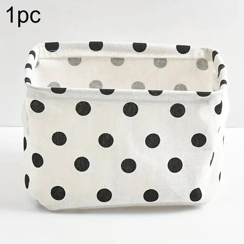 Foldable Canvas Storage Basket with Handle – Cotton & Linen