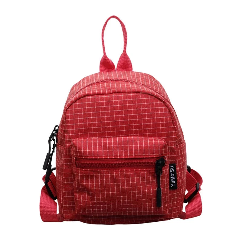 Women's Lightweight Mini Plaid Nylon Backpack – Casual Style