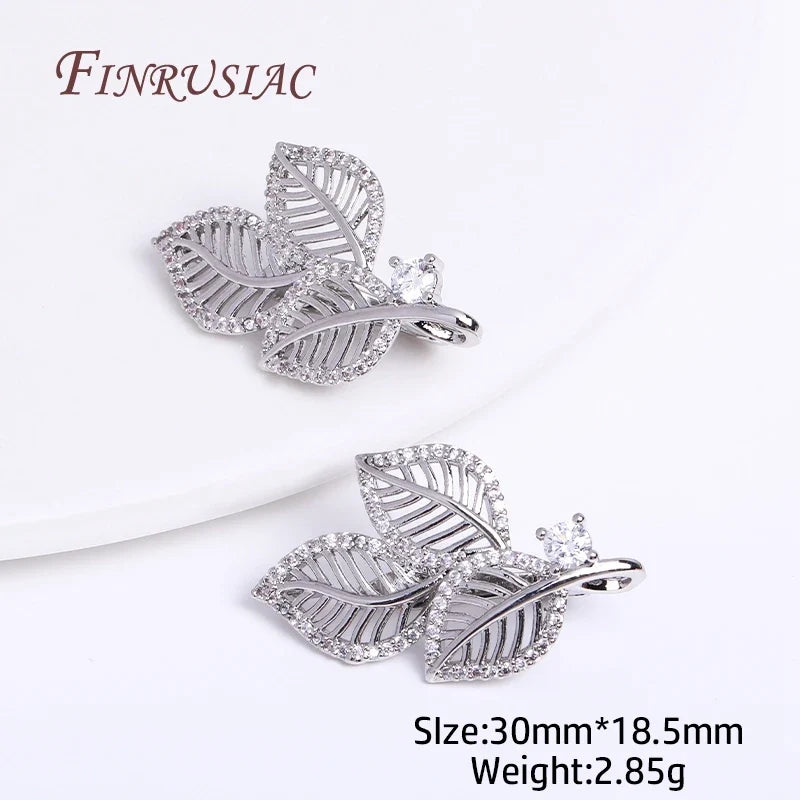 18K Gold Plated Zircon Hollow Leaf Pearl Clasps – DIY Jewelry