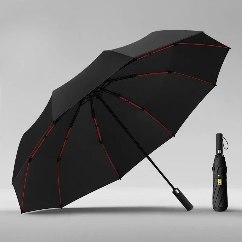 Windproof Auto Folding Umbrella – 10-Rib UV Protection Unisex