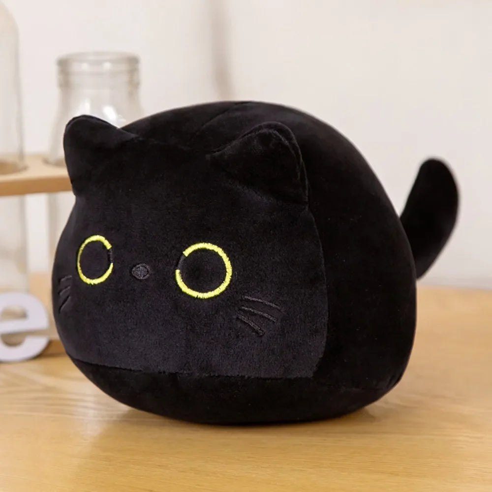 Round Black Cat Plushie – Soft Stuffed Ball Cat Toy | 4 Sizes