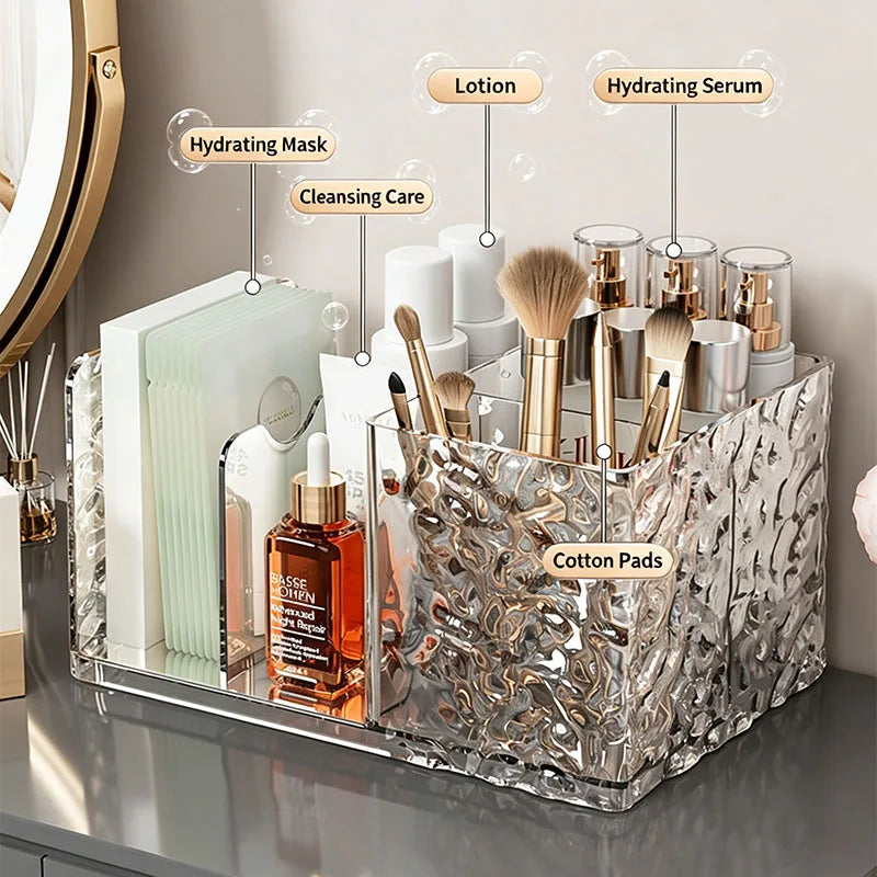 Water Ripple Multi-Grid Desktop Makeup Organizer Storage Box