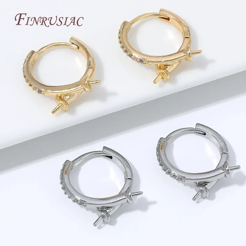 18K Gold Plated Huggie Hoop Earring Findings – Zirconia DIY