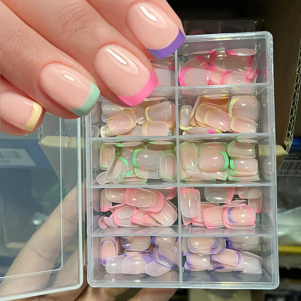 240/120Pcs French Square Press On Nails Full Cover Nail Tips