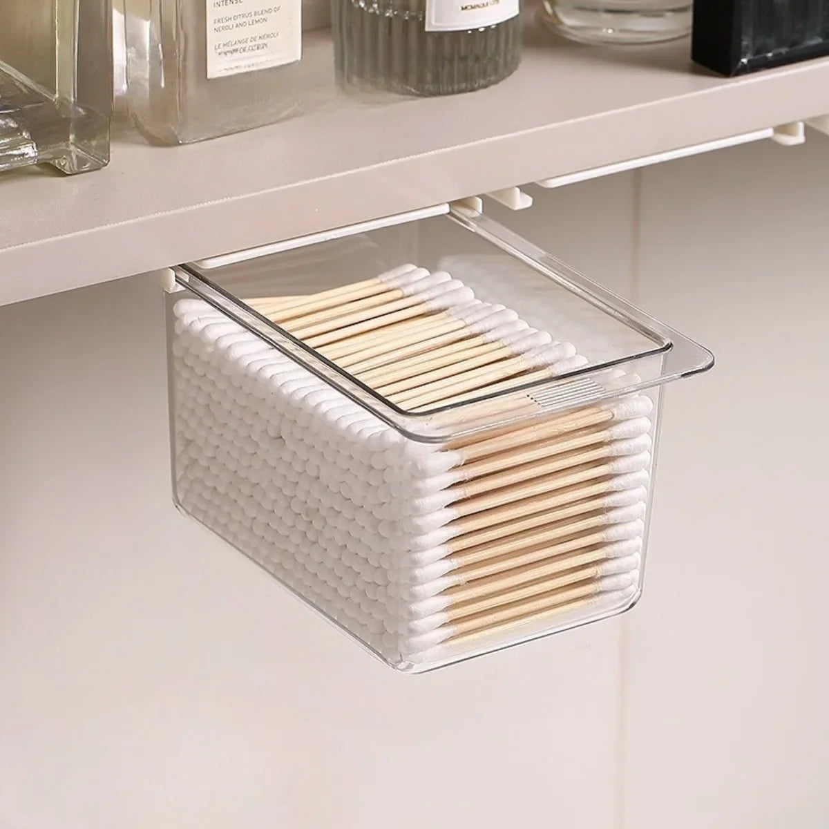 Transparent Pull-Out Bathroom Drawer Makeup Organizer