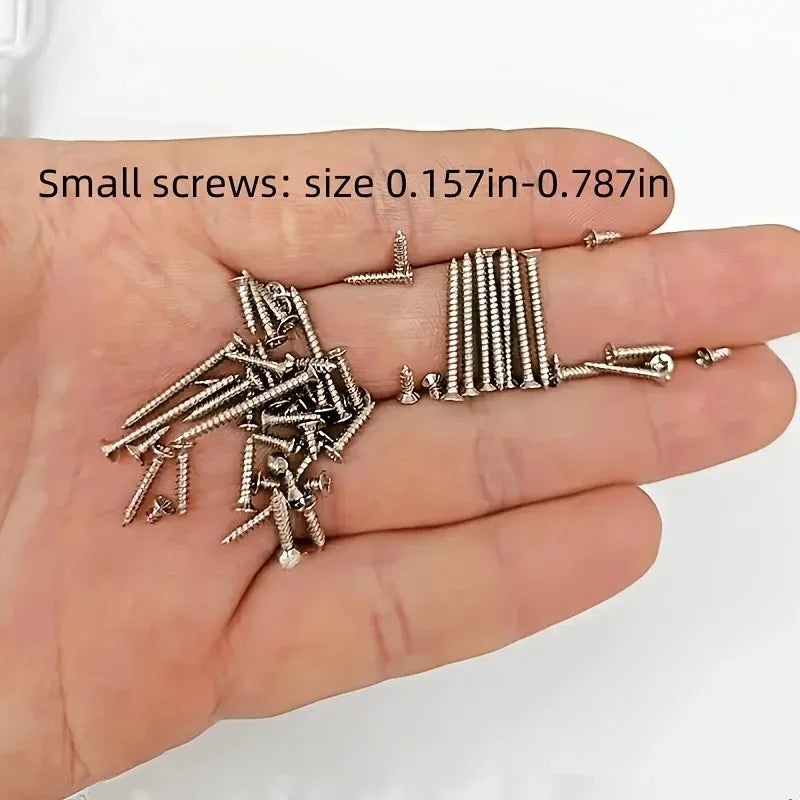 560-Piece M2 Self-Tapping Wood Screw Set – 8 Sizes Kit