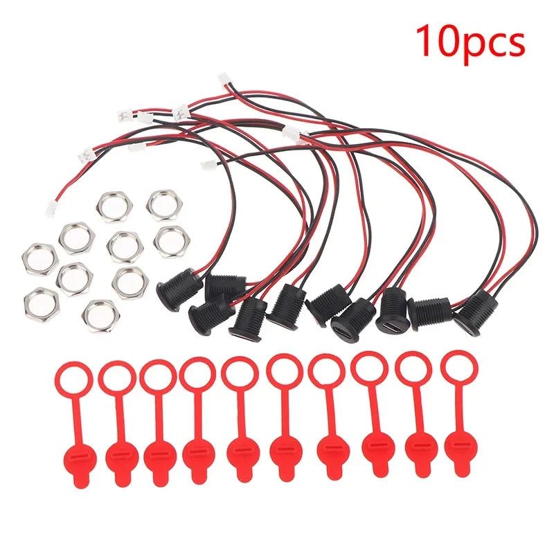 USB Type-C Female 2-Pin Charging Socket with Cap 5/8/10 Pack