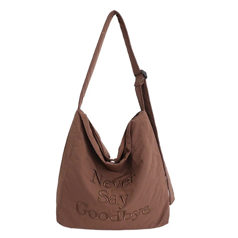 Korean Embroidered Nylon Tote Bag – Large Capacity Women's Bag