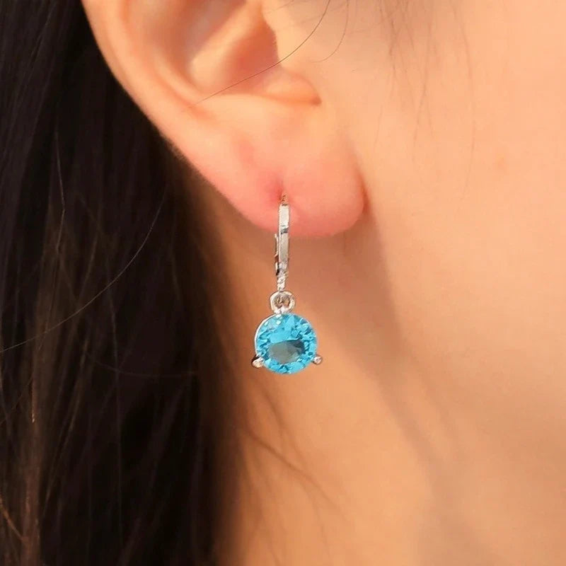 3-Piece Multicolor Zircon Silver Jewelry Set – Earrings & Necklace
