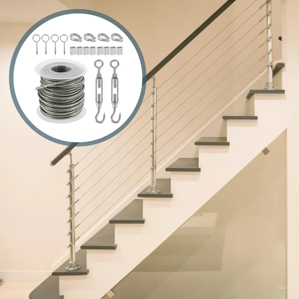 304 Stainless Steel Wire Cable Kit 15M/30M – Garden Railing Rope
