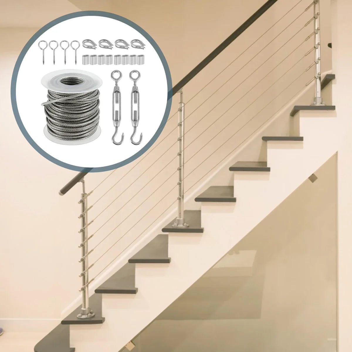 304 Stainless Steel Wire Cable Kit 15M/30M – Garden Railing Rope