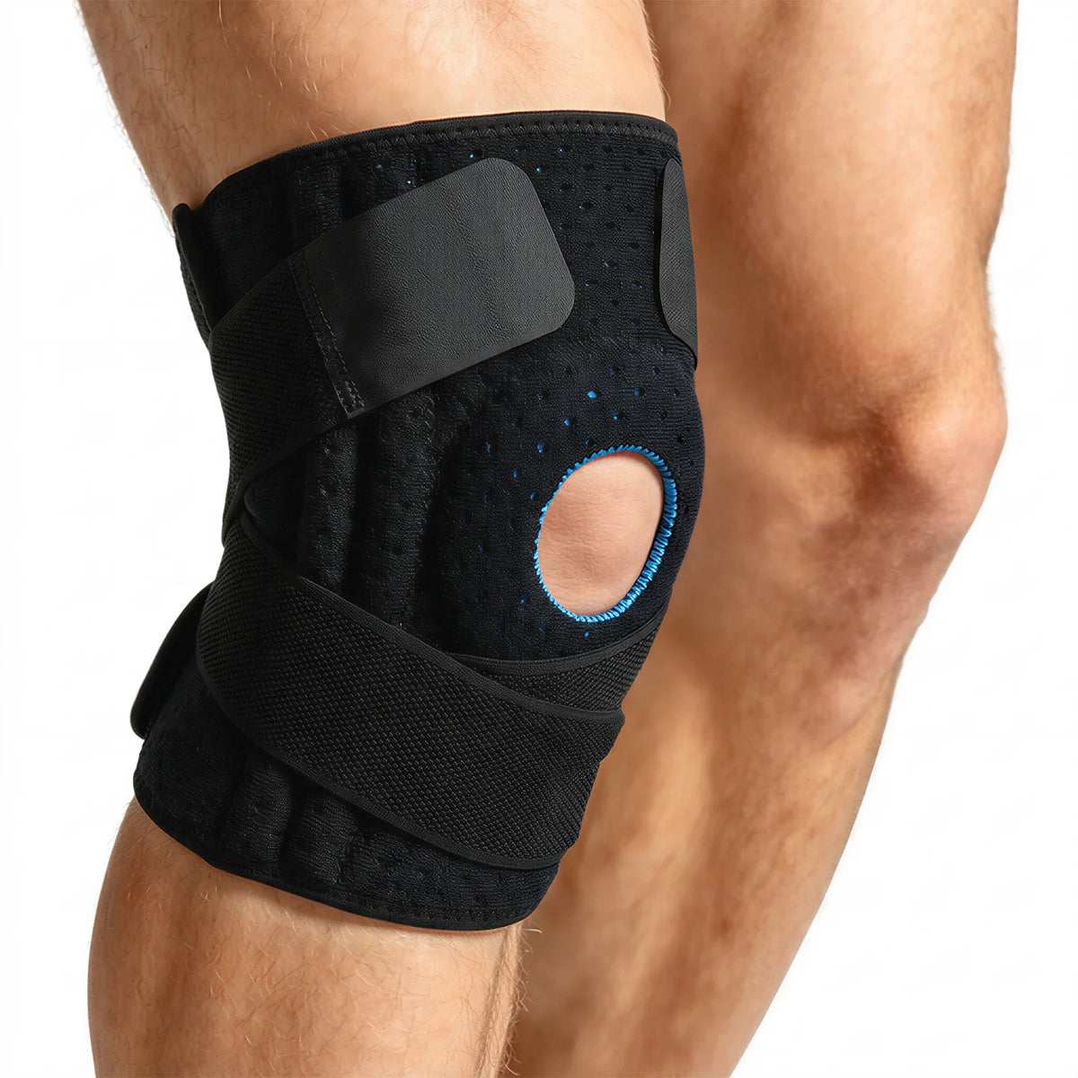 Knee Brace Open Patella Sleeve with Cross Bands & Springs