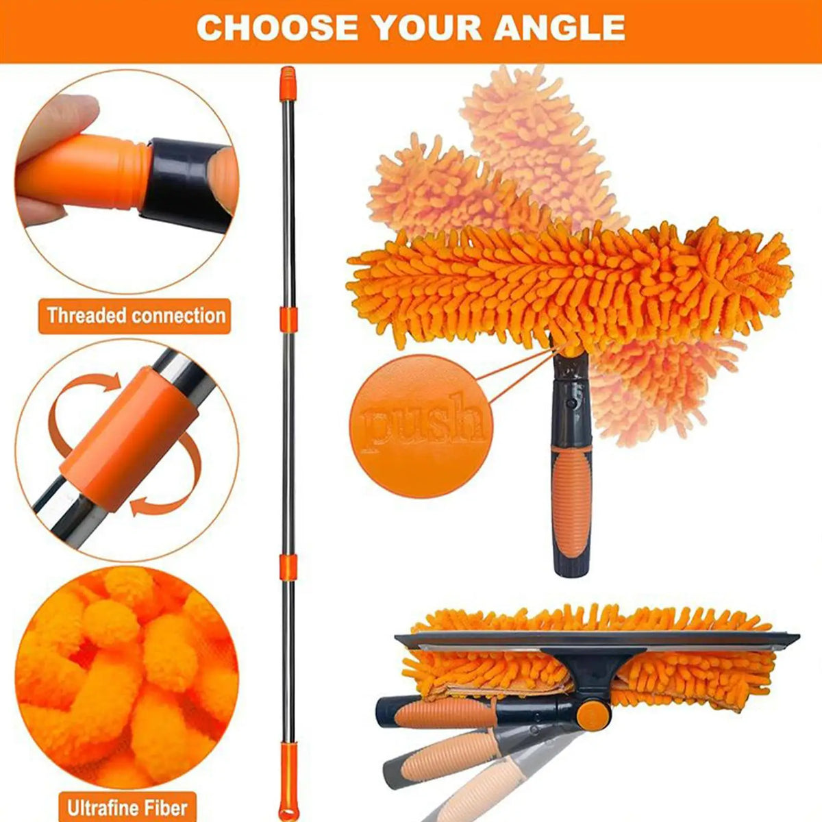 2-in-1 Telescopic Ceiling Duster & Window Cleaning Brush Kit