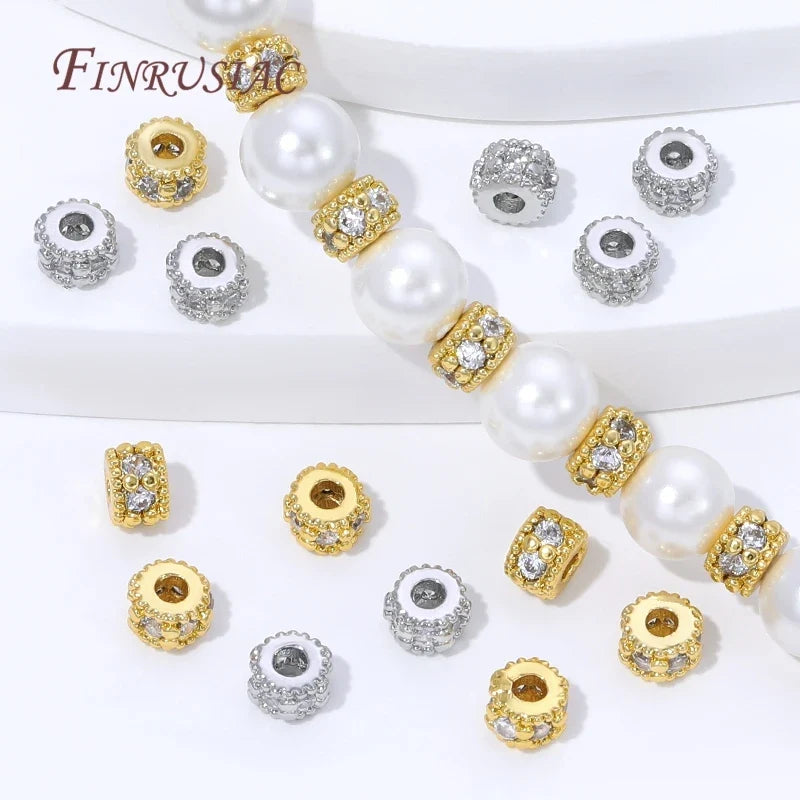 18K Gold Plated Zircon Spacer Beads | DIY Jewelry Making