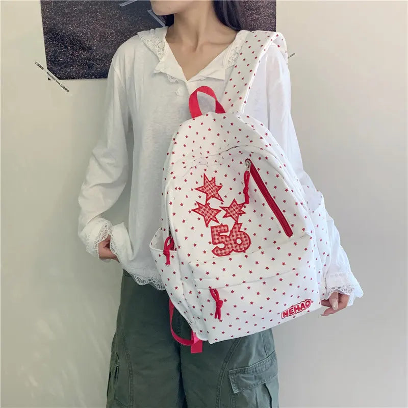 Korean Star Print Backpack – Large Capacity Lightweight Bag