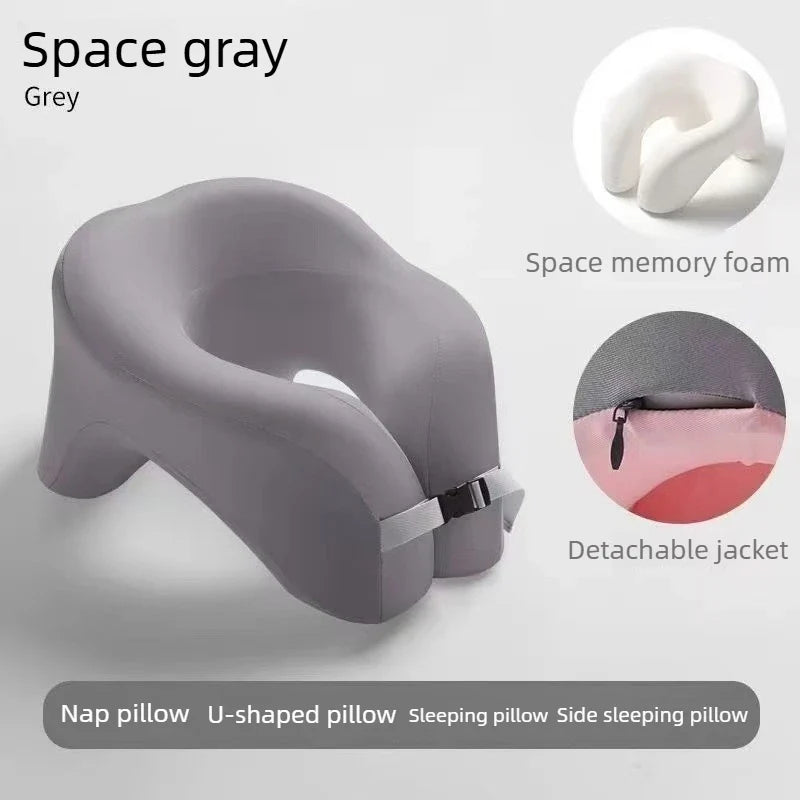 U-Shape Memory Foam Travel Neck Pillow – Airplane & Office