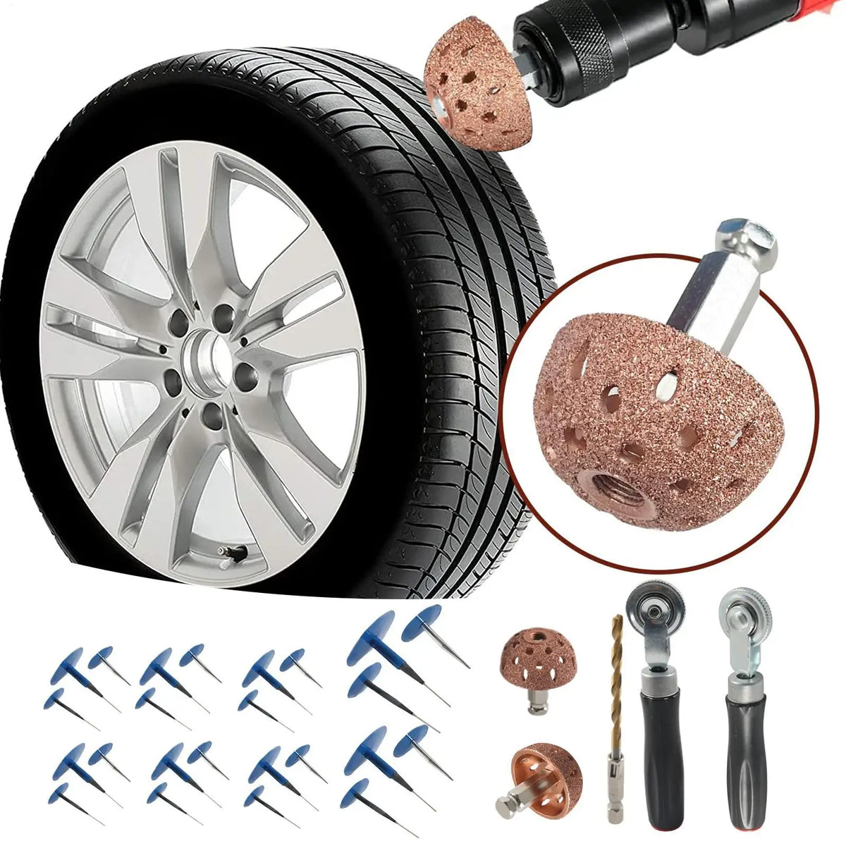 Tire Mushroom Plug Kit – Tubeless Tyre Puncture Repair Set