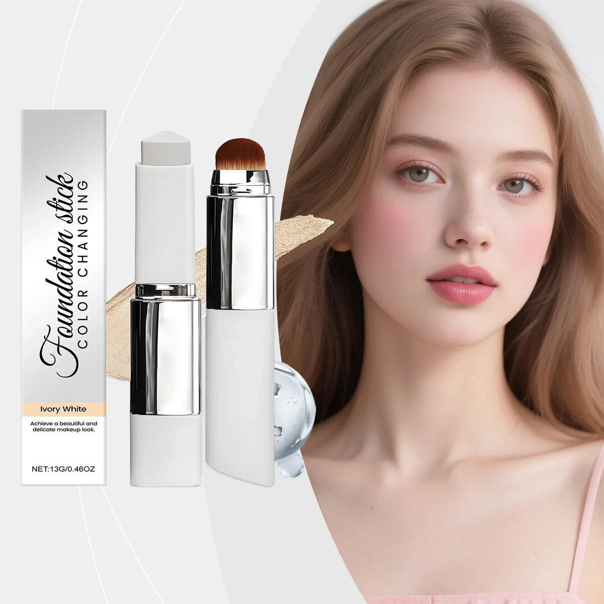 OceAura Color-Changing Foundation Stick – Ivory White Matte