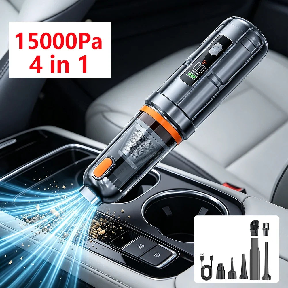 Raugee 15000Pa Cordless Handheld Car Vacuum – 4-in-1 HEPA