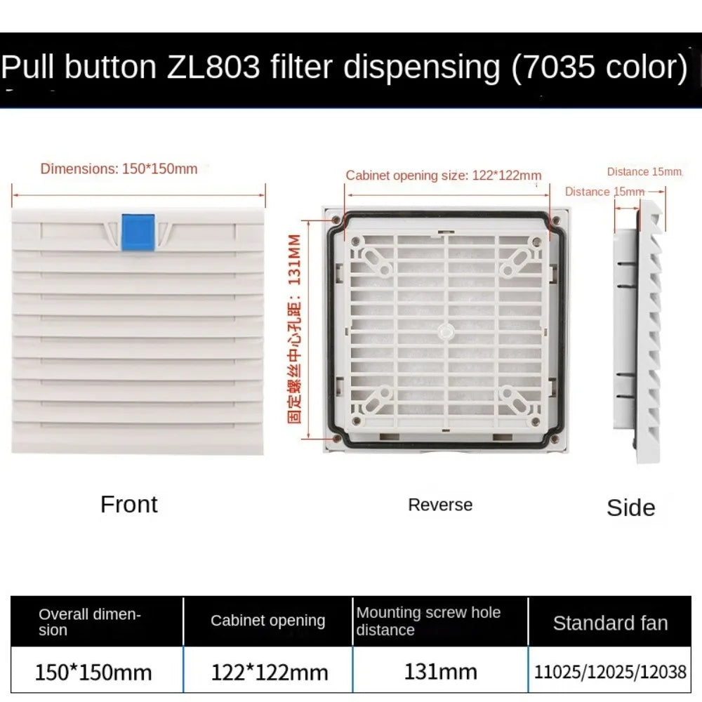 ABS Cabinet Ventilation Filter Grille with Louver Shutters