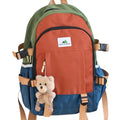 Retro Color-Block Large Backpack – School & Commuter Bag