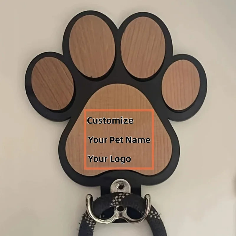 Wooden Dog Leash Hanger – Paw Print Wall Hook | Pet Gift