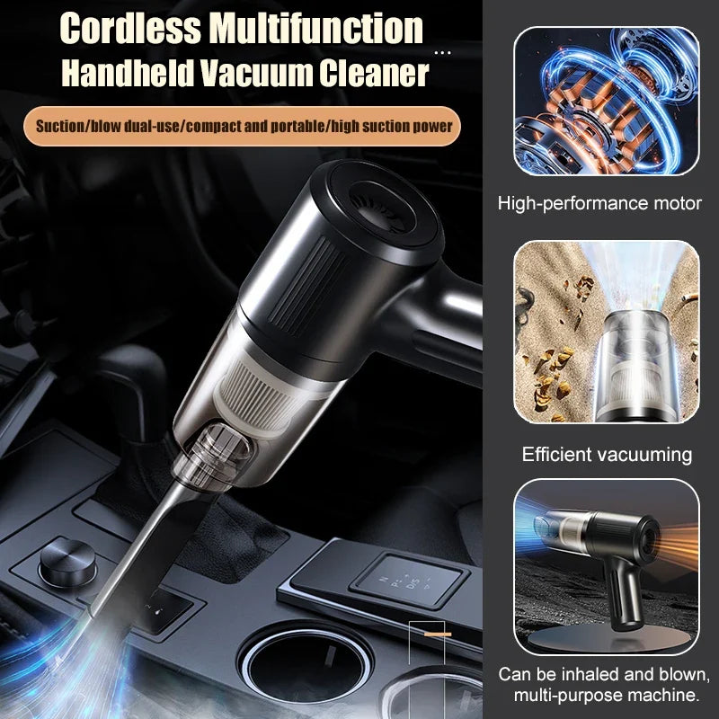 Wireless Handheld Car Vacuum – USB Rechargeable Mini Cleaner