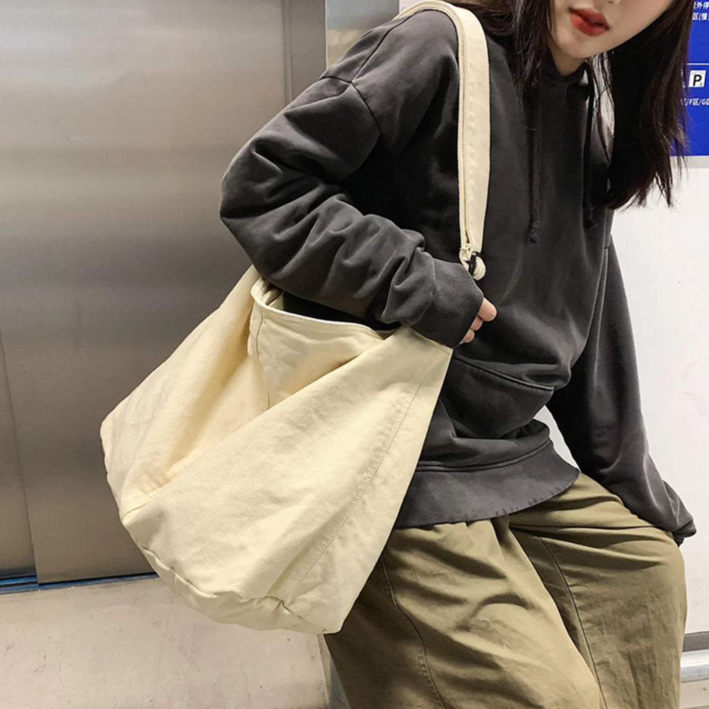 Large Canvas Crossbody Shoulder Bag & Tote – Unisex Hobo Bag