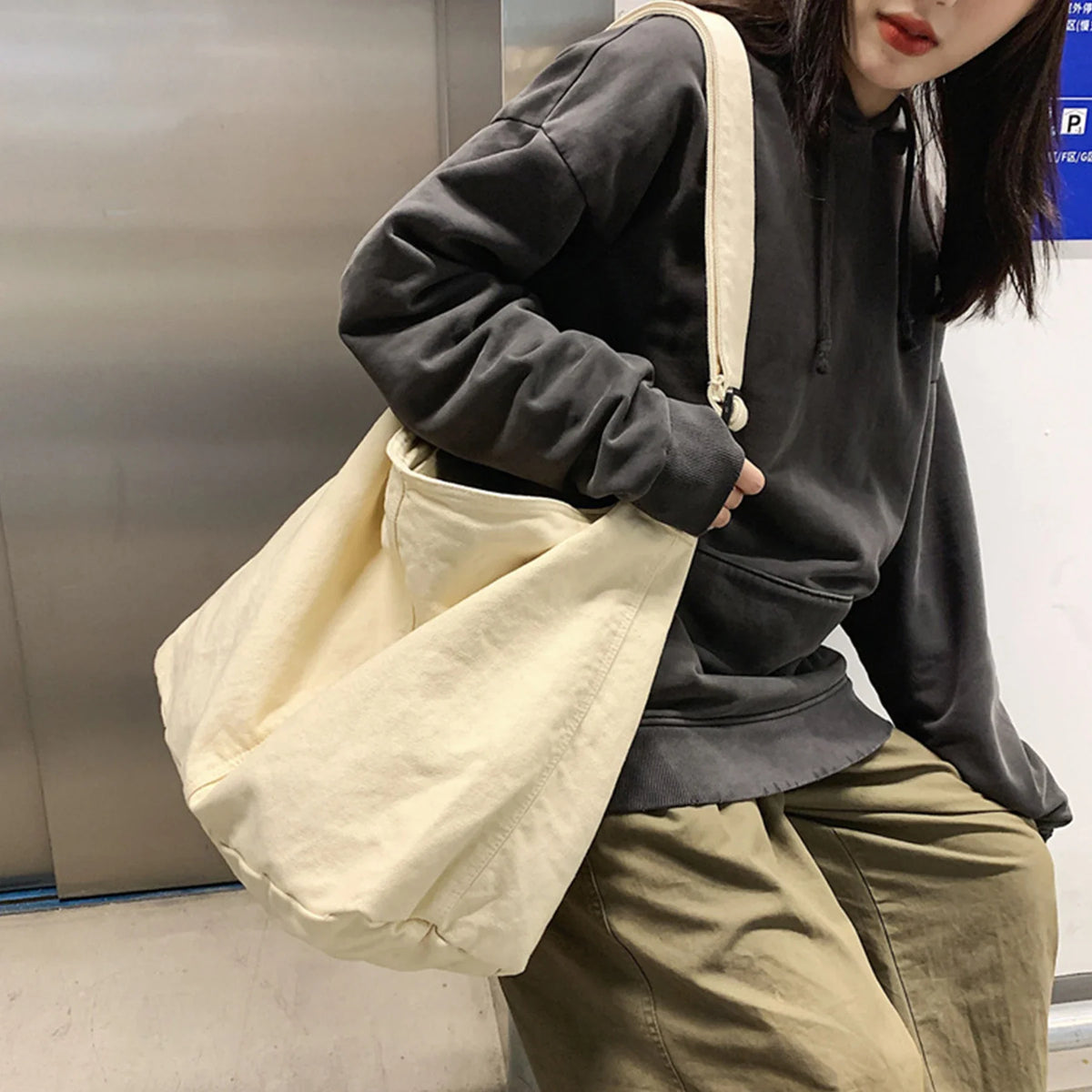 Large Canvas Crossbody Shoulder Bag & Tote – Unisex Hobo Bag