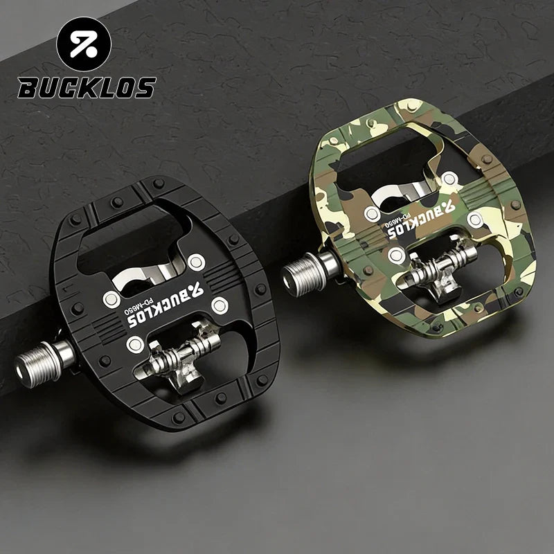BUCKLOS Dual-Function Flat Clipless Pedals MTB & Road SPD