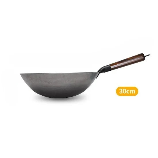 FEB.WIND Hand Forged Iron Wok – Non-Coating, Wooden Handle