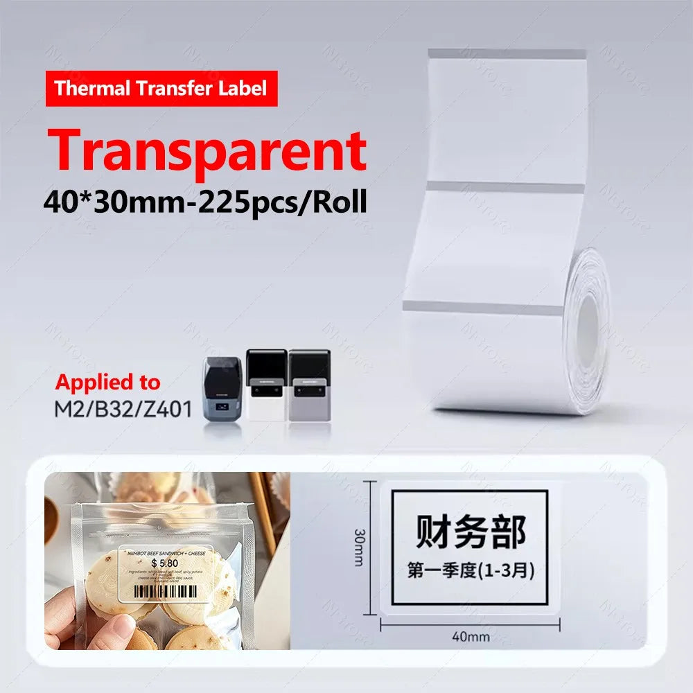 Niimbot M2/M3 Thermal Transfer Labels – White, Clear & Silver