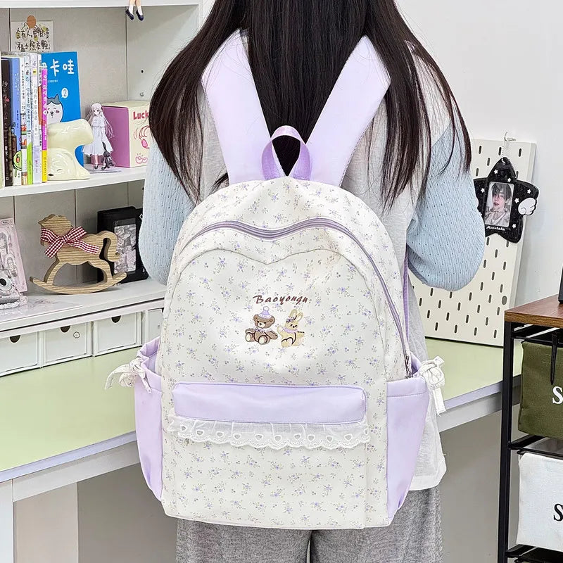 Japanese Cartoon Print Backpack for Girls – Cute School Bag