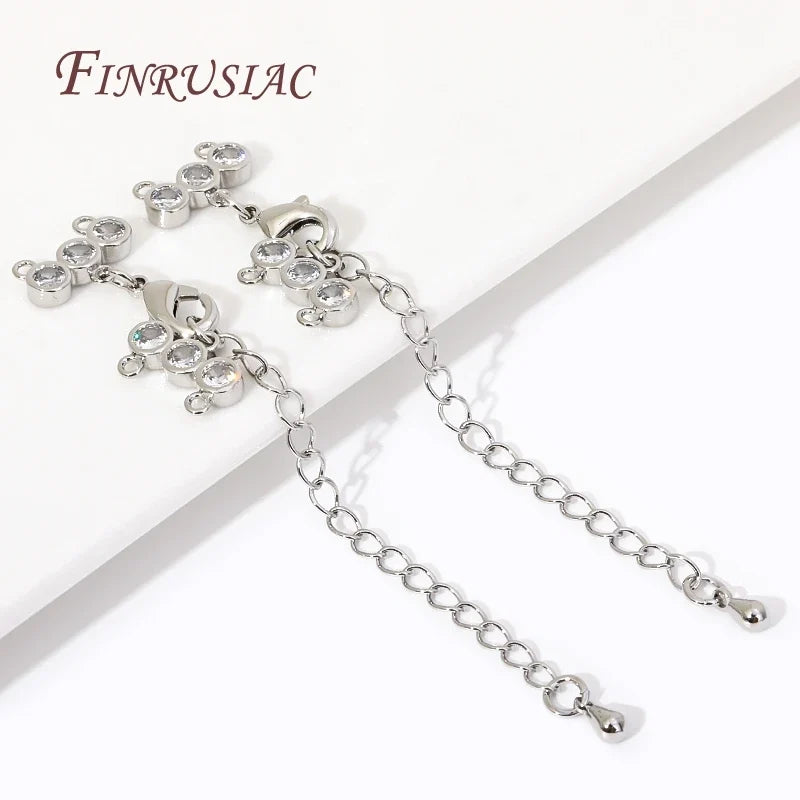 Gold Plated Brass Zircon Lobster Clasp & Extension Chain Set
