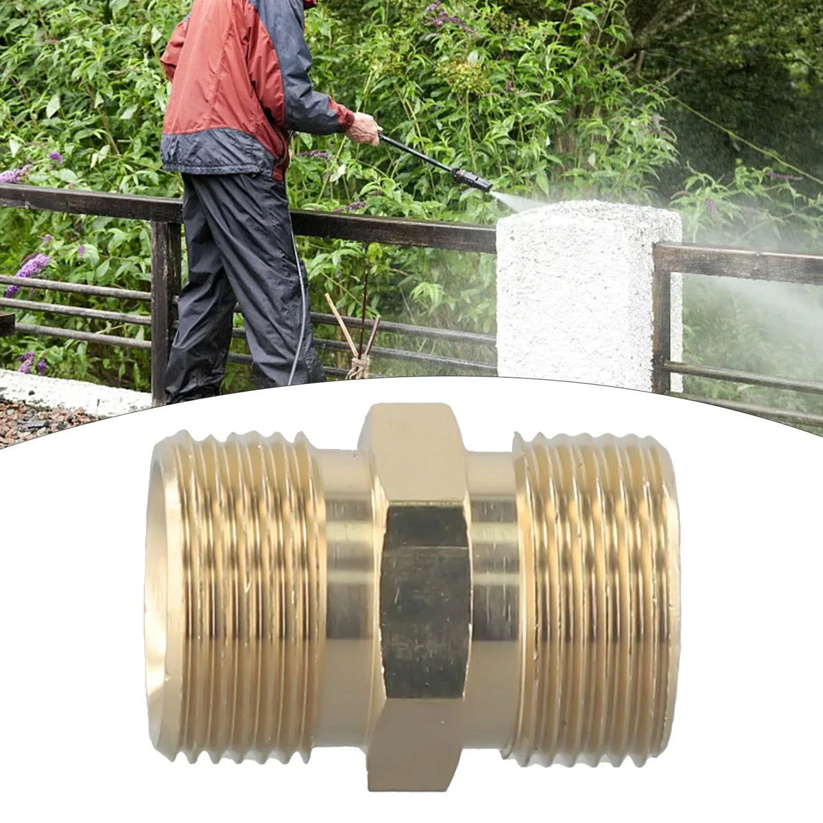 M22 Brass Pressure Washer Hose Adapter 14mm to 15mm