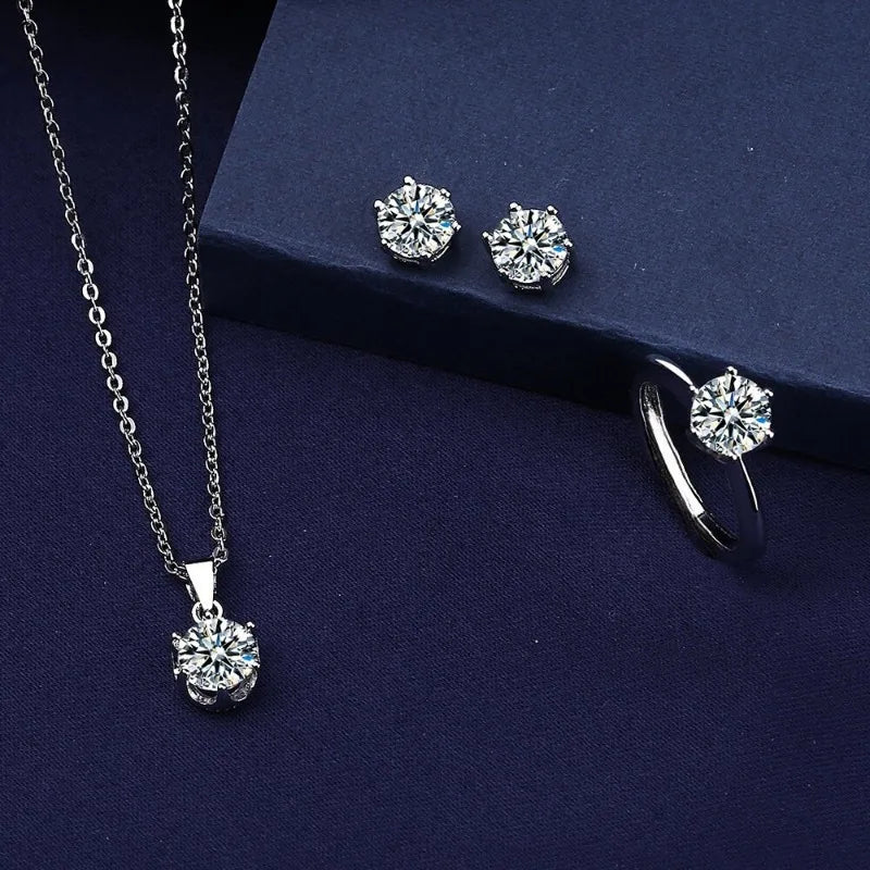3-Piece Bridal Jewelry Set – Zirconia Necklace, Earrings & Ring