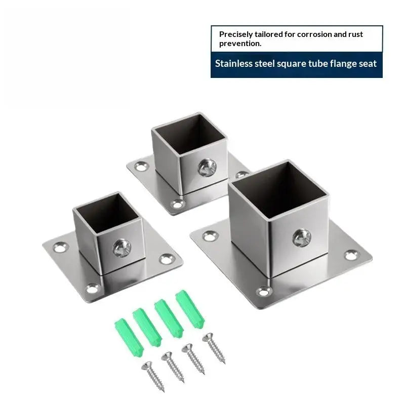 Stainless Steel Square Tube Connector Flange Base 25/30/35mm