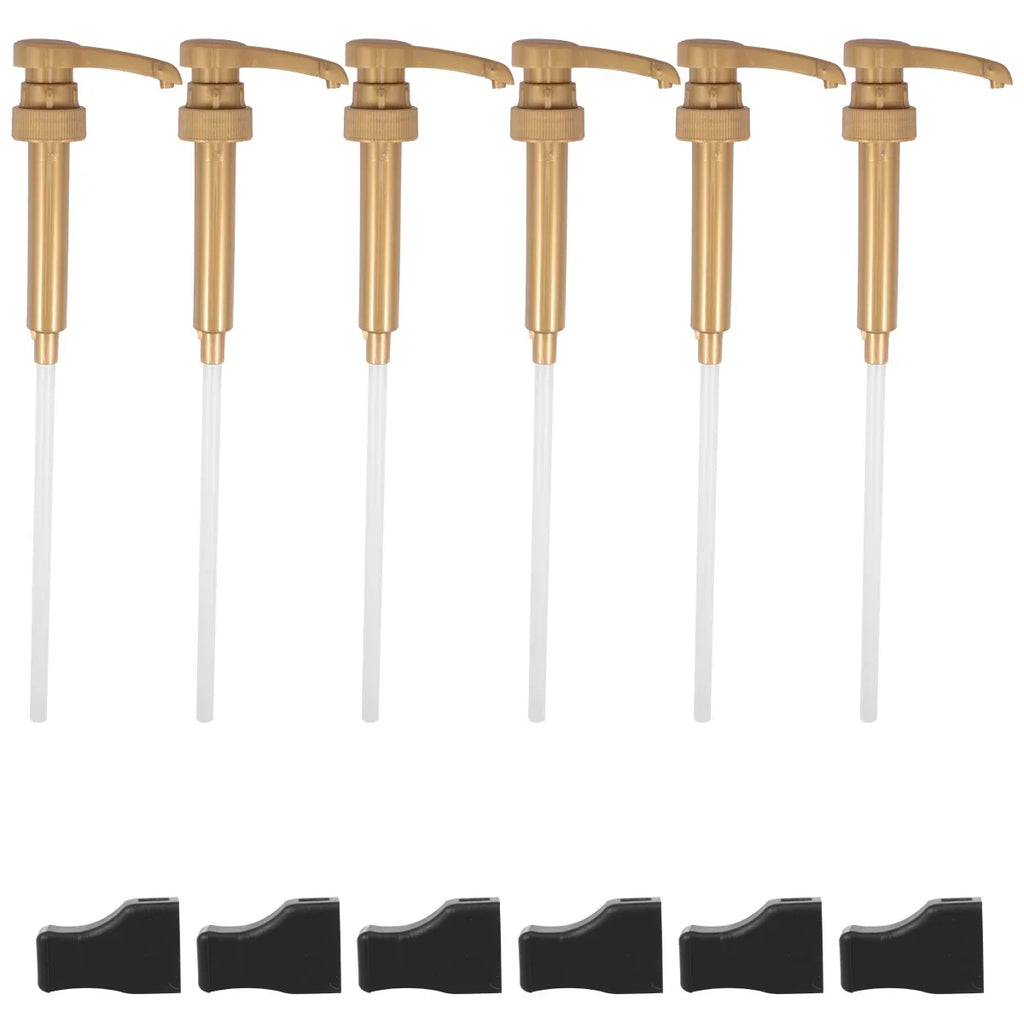 6-Pack Coffee Syrup Pump Dispenser – Gold & Black, 750ml Fit