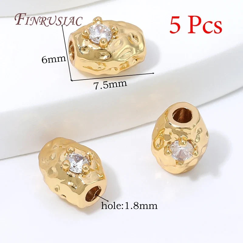 18K Gold Plated Zircon Spacer Beads – Brass DIY Jewelry Findings