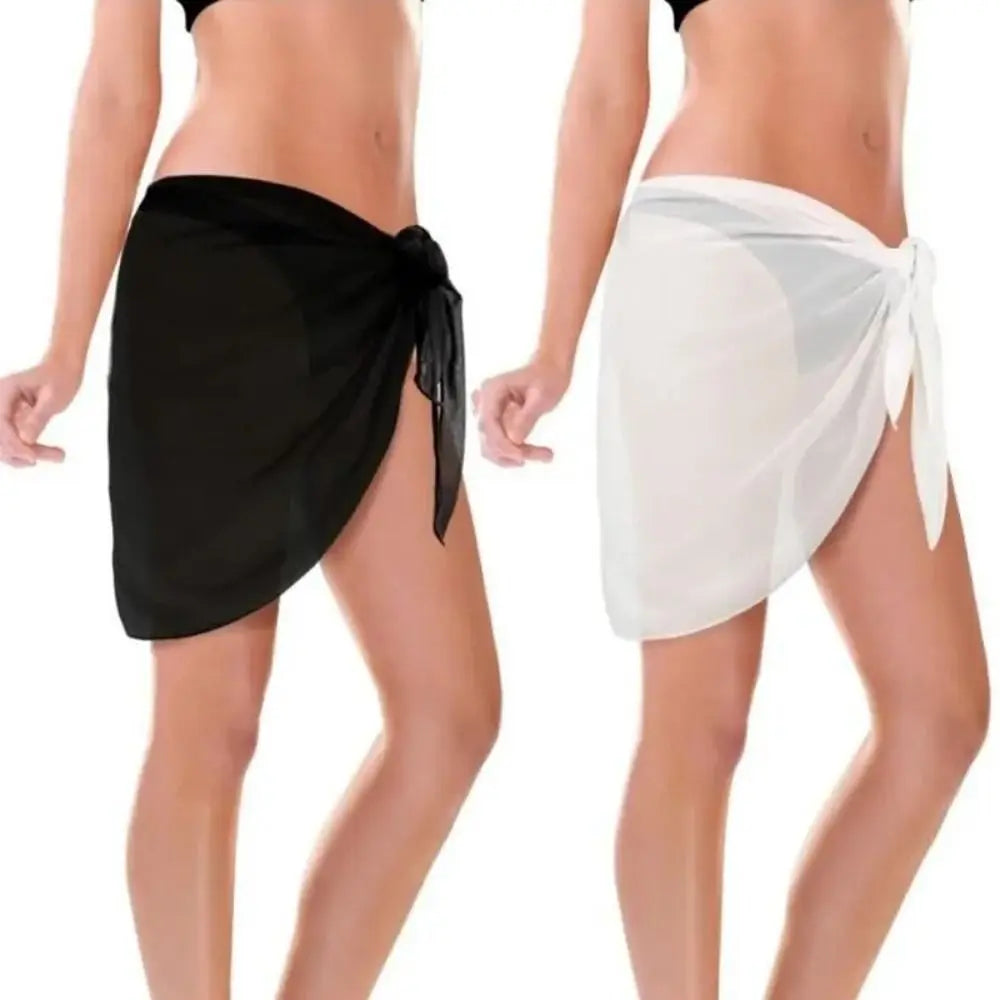 Sheer Chiffon Swimsuit Cover-Up Short Skirt | Lace-Up Wrap
