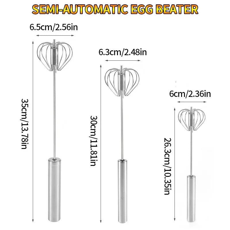 Semi-Automatic Manual Egg Beater Stainless Steel Cream Mixer