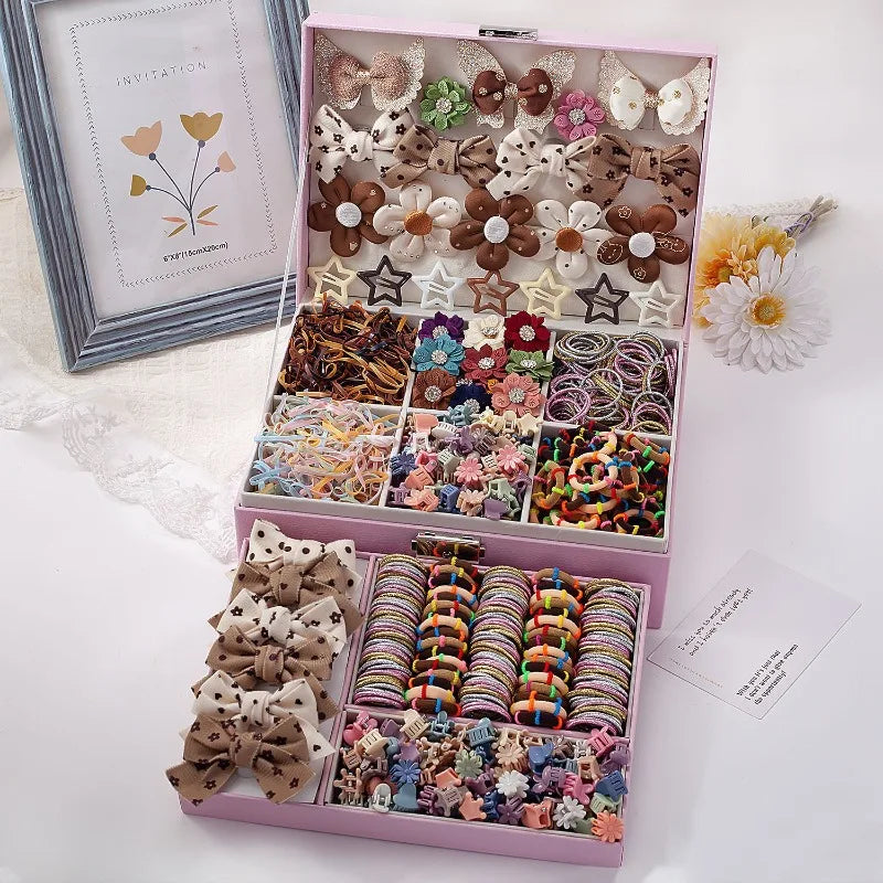 763-Piece Girls Hair Accessories Set – Bows, Clips & Ties