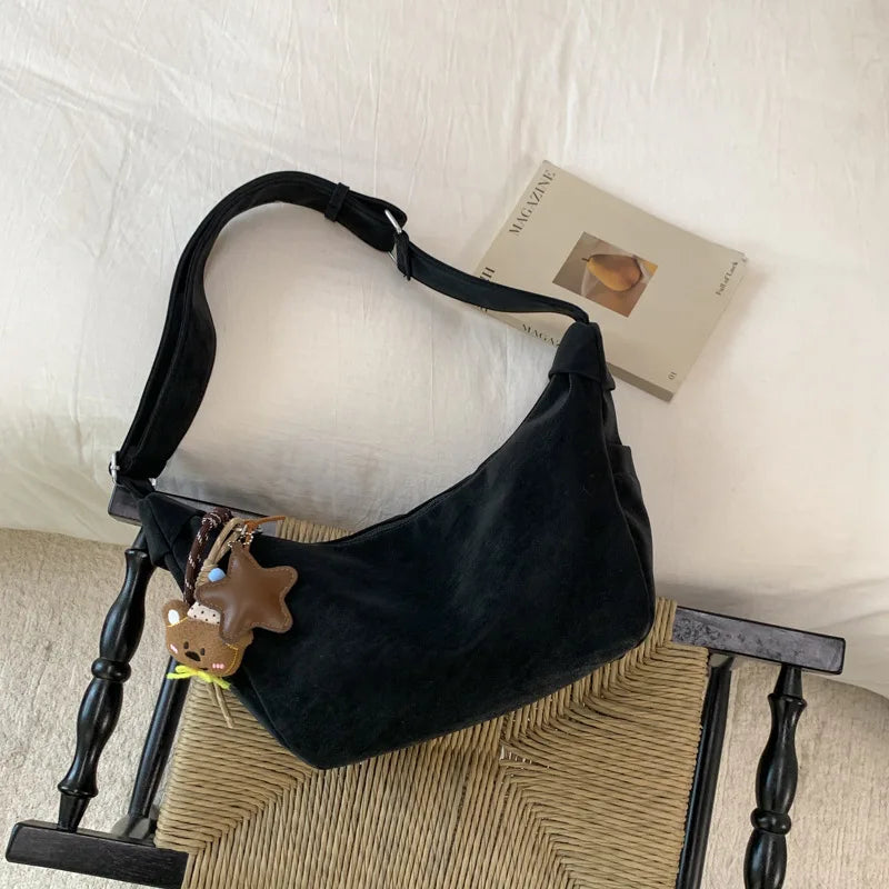 Vintage Suede Hobo Bag Women – Large Capacity Work Tote