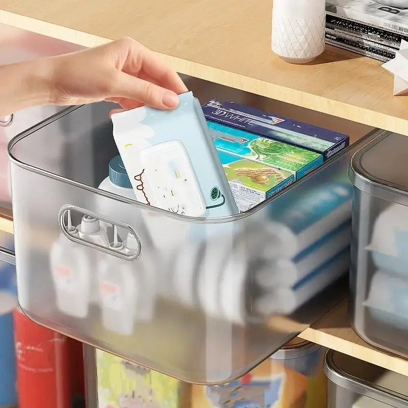 Frosted Plastic Desktop Storage Box – Dustproof Organizer