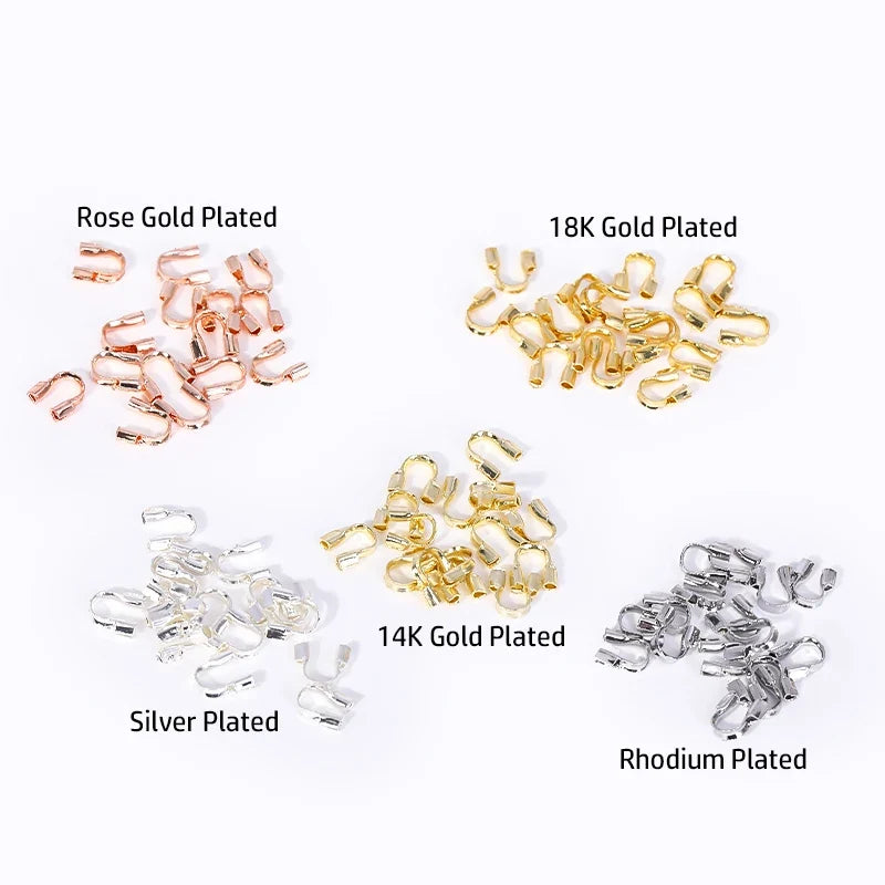 100Pcs 18K Gold Plated Wire Guardian Protectors U Shape Loops