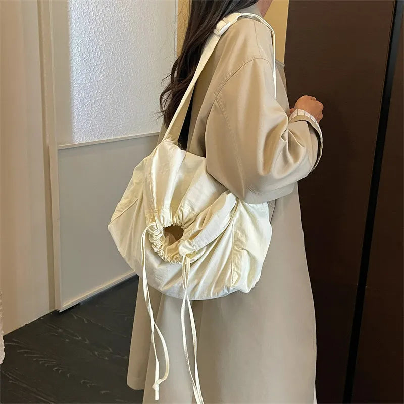 Women's Drawstring Crossbody Bucket Bag – Foldable & Spacious