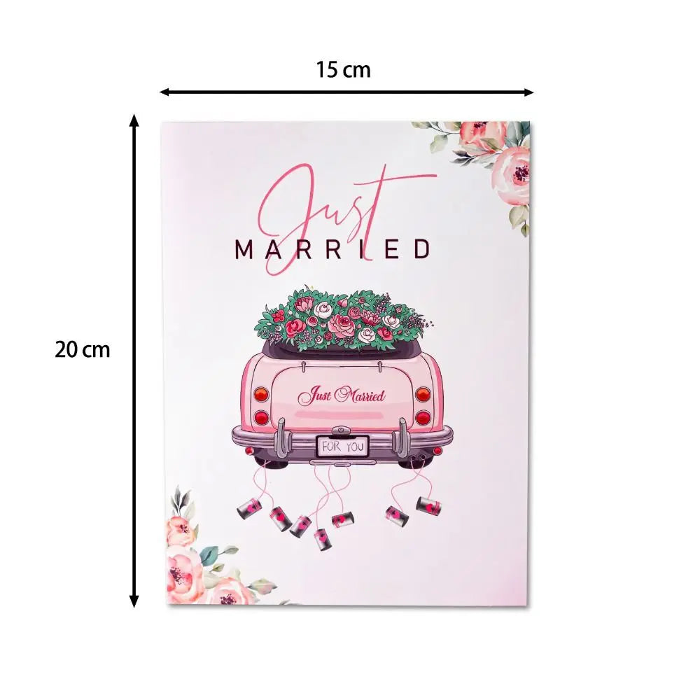 3D Pop-Up Wedding Card – Floral Watercolor Just Married